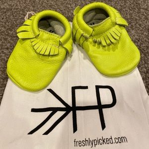 Freshly Picked Neon Yellow Moccasins. Size 4.